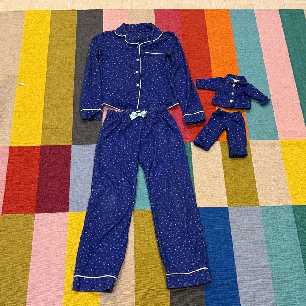 American Girl Blue Pajama Set with Doll Outfit